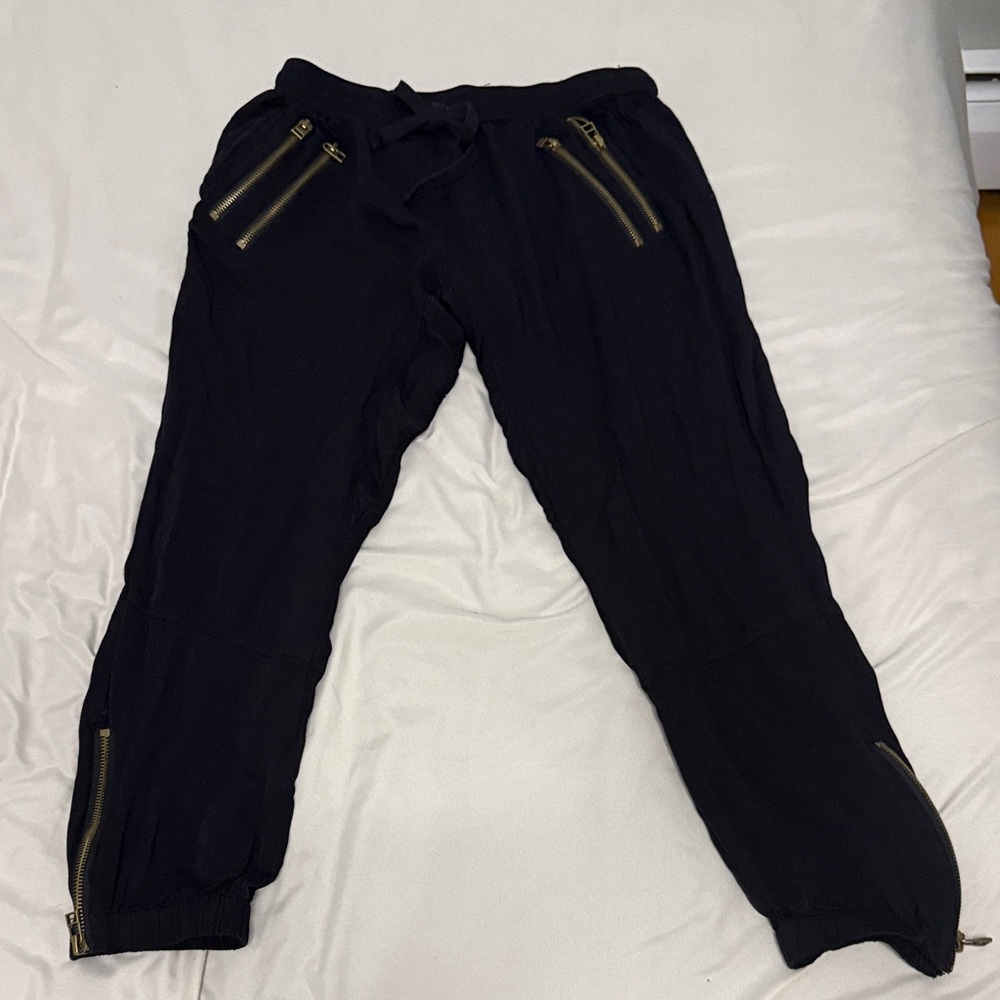 Storia Black Joggers with Gold Zippers